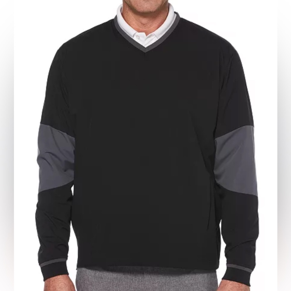 Men PGA tour pull over jacket top layer Golf black Grey sports outdoor vneck